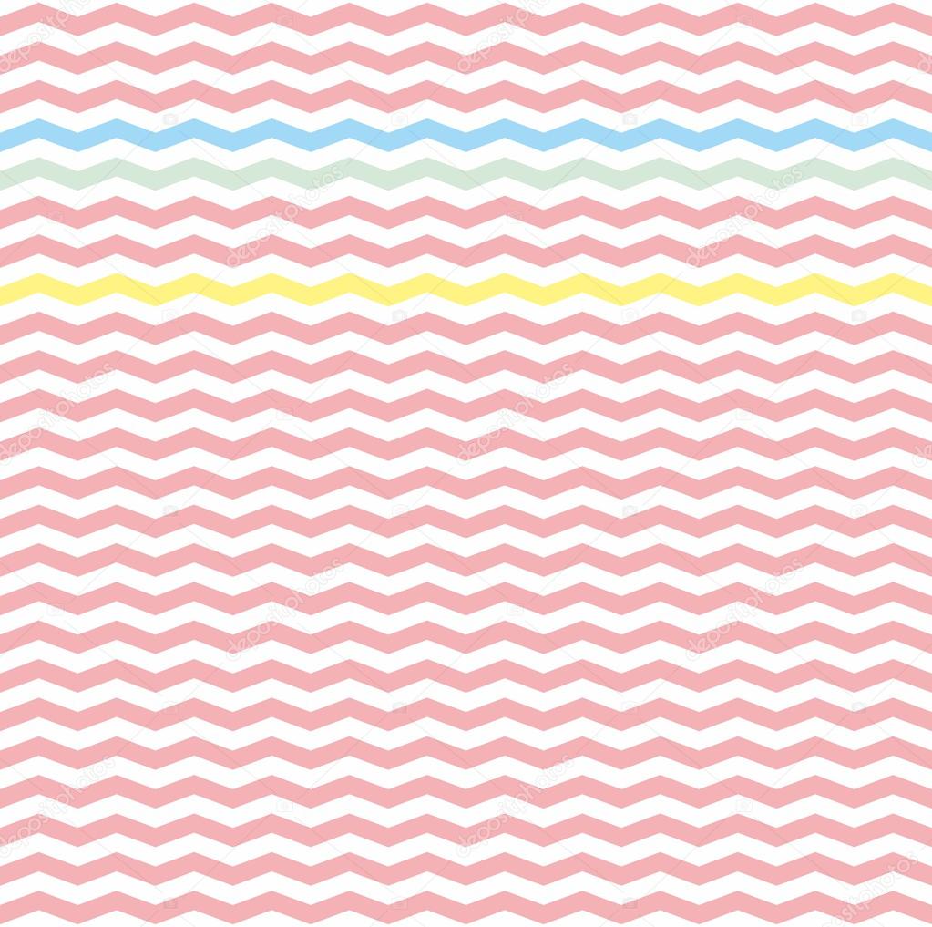 Chevron zig zag tile vector pattern or seamless pink, yellow, green and blue background.