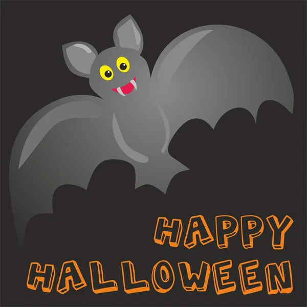 Happy Halloween party vector card with bat and wishes — Stock Vector