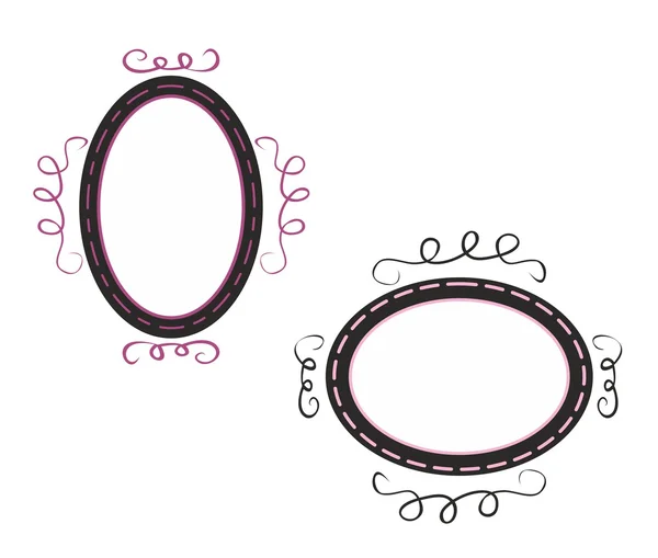 Ručně kreslený vektor černé a růžové dekorativní rámy izolované na bílém pozadí — Stockový vektor