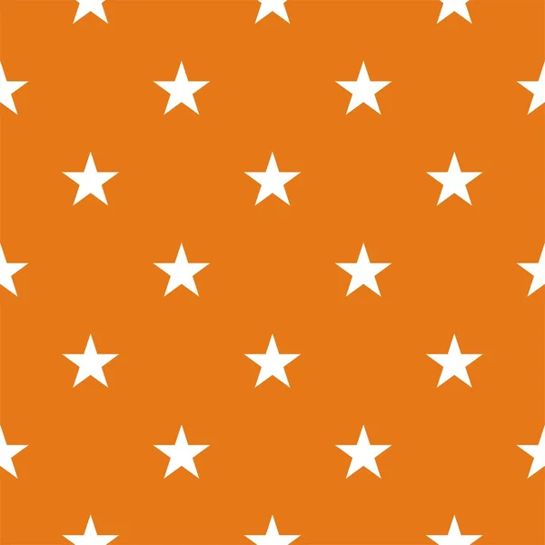 Naadloze vector patroon of tegel textuur met witte sterren op oranje achtergrond — Stockvector