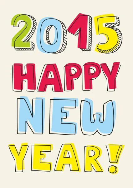 Feliz Año Nuevo 2015 deseos de vector dibujado a mano — Archivo Imágenes Vectoriales