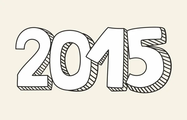 Ano Novo 2015 sinal de vetor desenhado à mão — Vetor de Stock