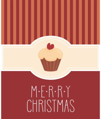 Tatil kartı tatlı kek ile vektör ve çizilmiş Merry Christmas dilek el