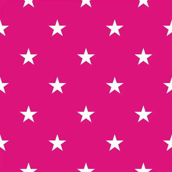 Patrón vectorial azulejo con estrellas blancas sobre fondo rosa — Vector de stock