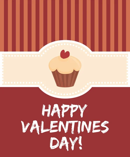 Happy Valentijnsdag vector kaart met zoete cupcake — Stockvector