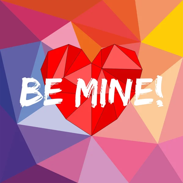 Be mine valentines scheda vettoriale con cuore su sfondo colorato — Vettoriale Stock