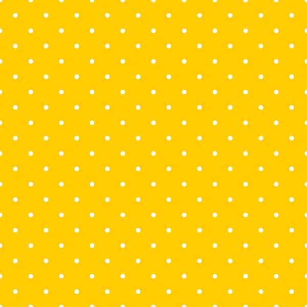 Dlaždice vektorový vzor s bílými puntíky polka na žlutém pozadí — Stockový vektor