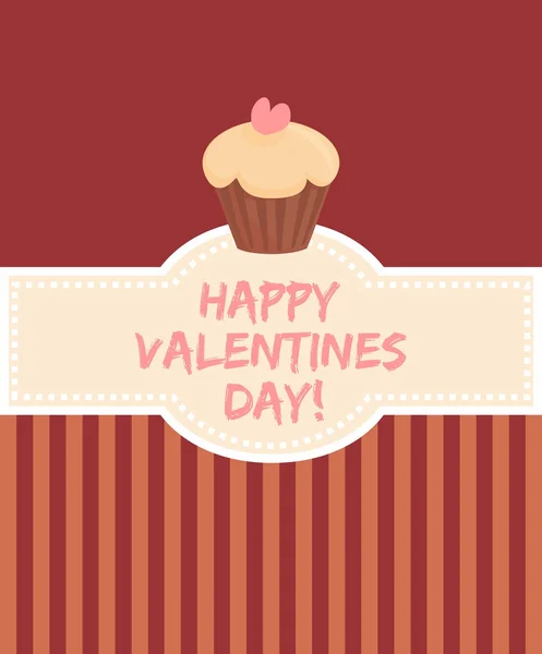 Happy Valentijnsdag vector kaart met zoete cupcake — Stockvector