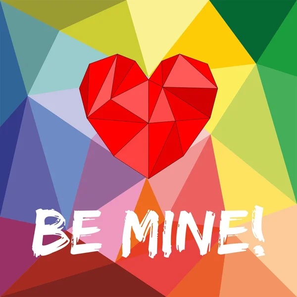 Be mine valentines vector kaart met hart op wikkeloppervlak achtergrond — Stockvector