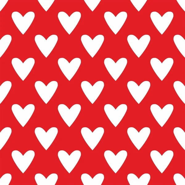 Azulejo patrón lindo vector con corazones blancos sobre fondo rojo — Archivo Imágenes Vectoriales