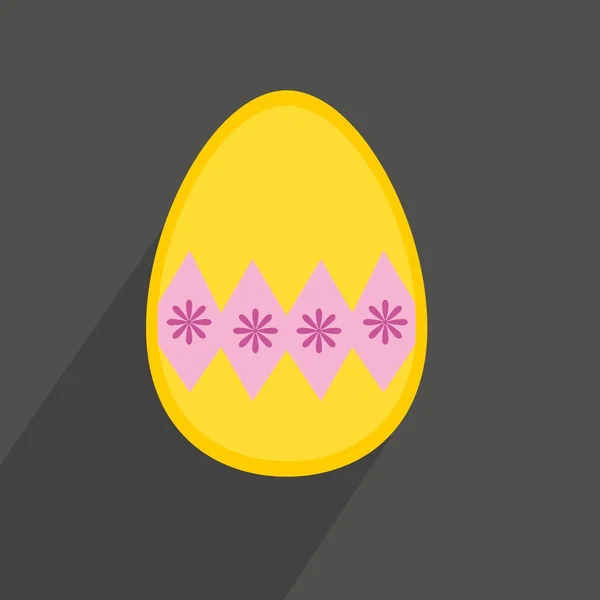Oeuf de Pâques plat vecteur jaune sur fond sombre — Image vectorielle