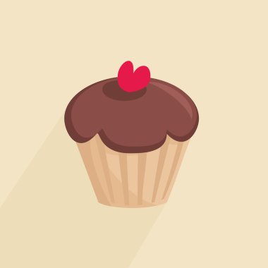 Tatlı vektör çikolata kek ile kırmızı kalp