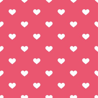 Sevimli vektör desen pastel pembe bir arka plan üzerinde beyaz yürekleri Döşe