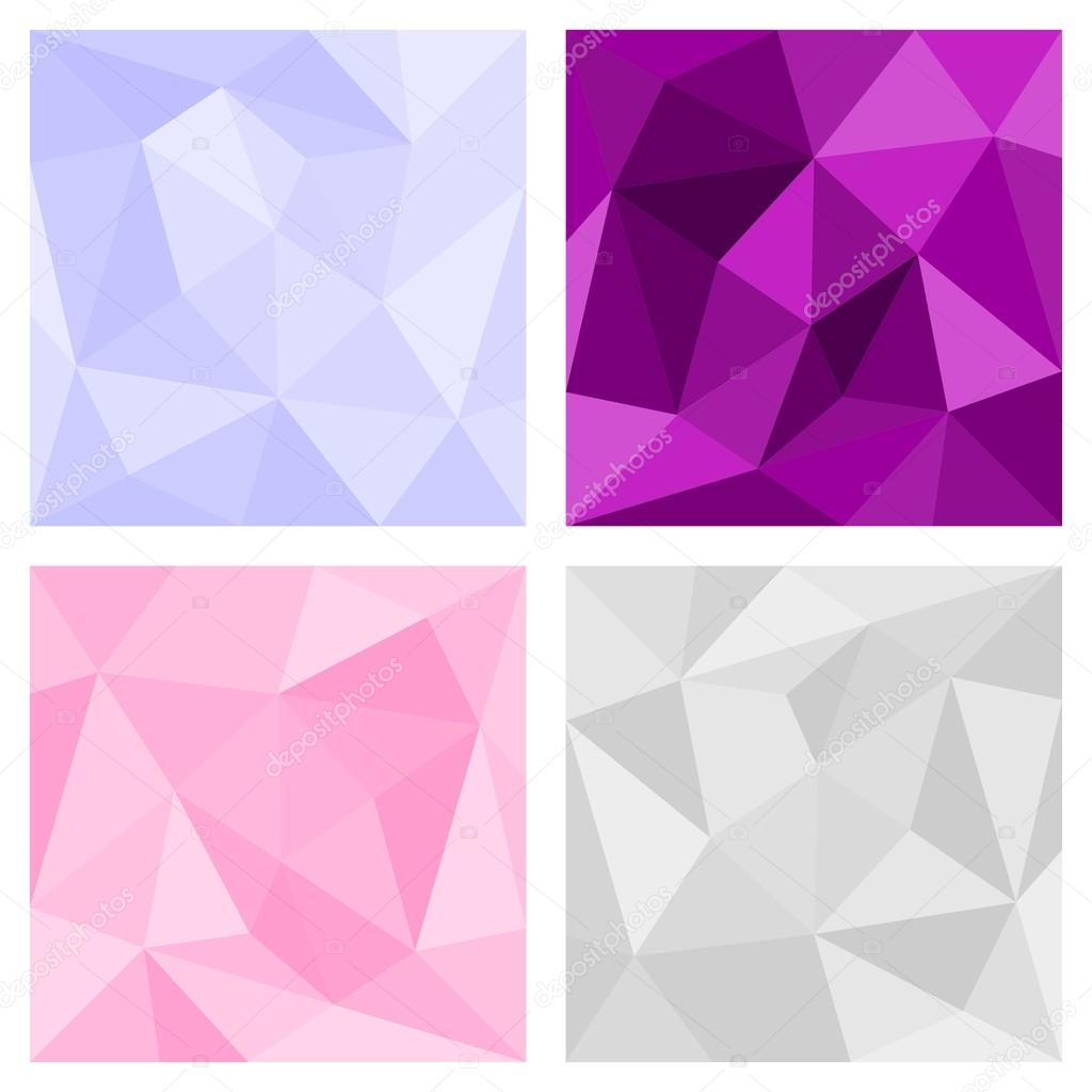 Pink, grey and violet triangle vector background or chevron surface pattern set