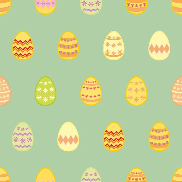 Modèle vectoriel tuile avec des œufs de Pâques colorés sur fond vert — Image vectorielle