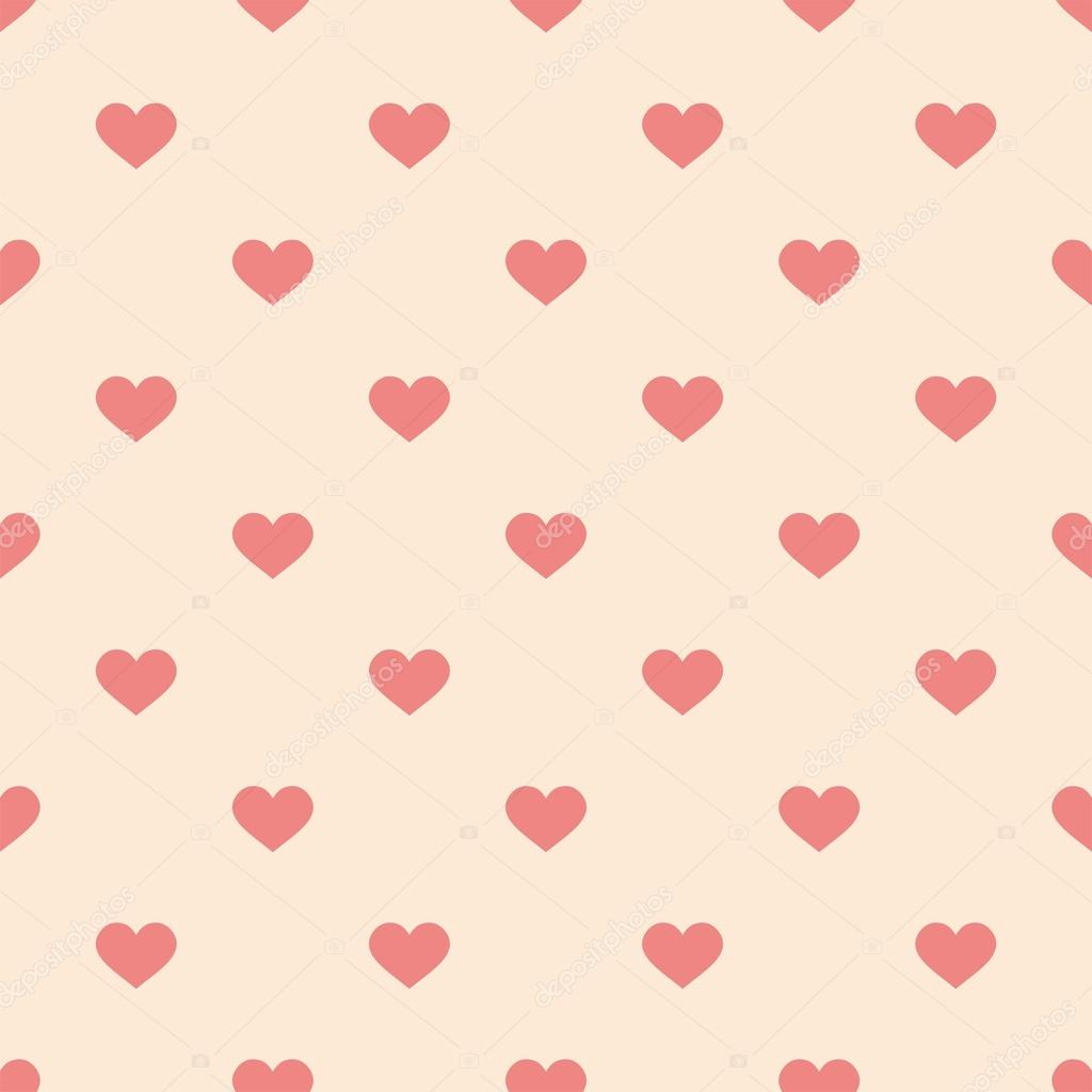 Tile cute vector pattern with pink hearts on pastel background — Stock