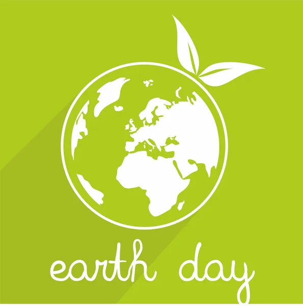 Earth day vector icon with green planet — Stock Vector