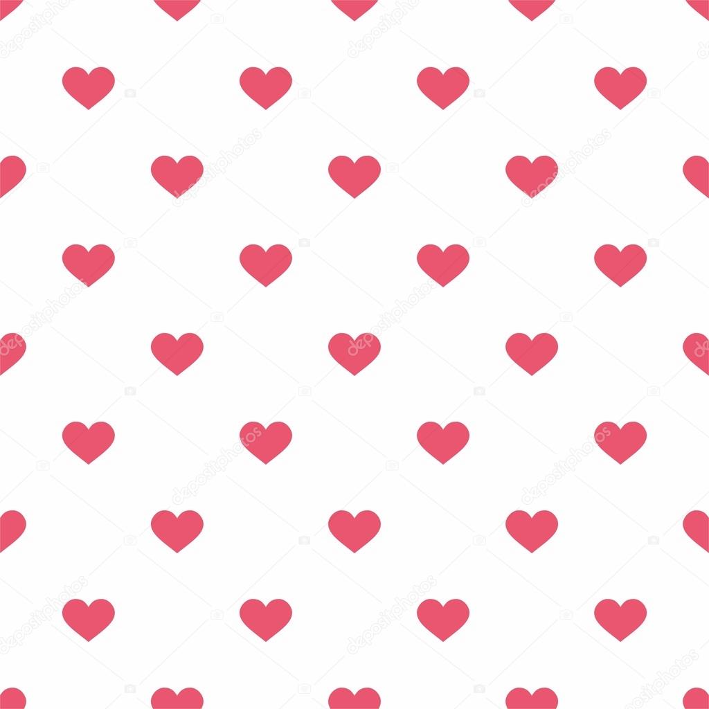 Tile Cute Vector Pattern With Pink Hearts On White Background