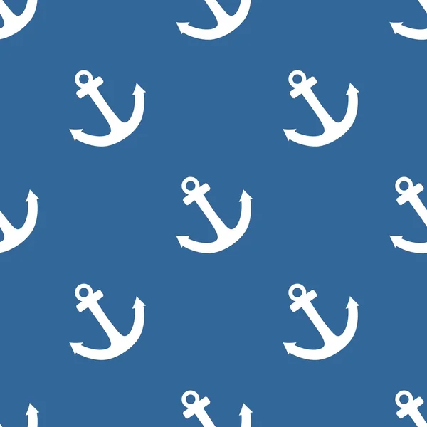 Kakel sjöman vektor mönster med vita ankare på marinblå bakgrund — Stock vektor