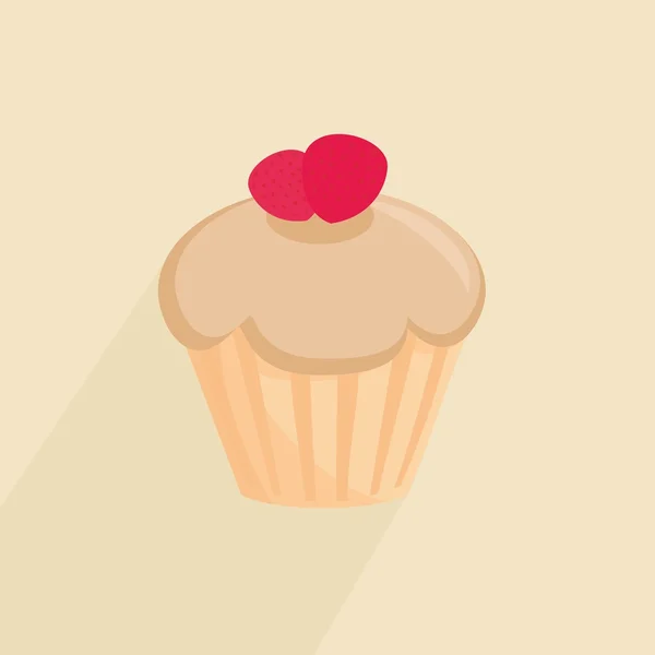 Söta flat vektor cupcake på pastell bakgrund — Stock vektor