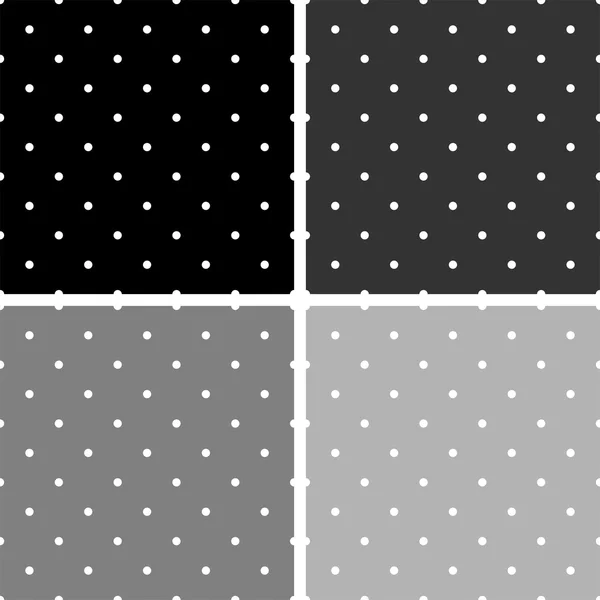 Azulejo preto, branco e cinza padrão vetorial ou conjunto de fundo com pequenos pontos de polka — Vetor de Stock