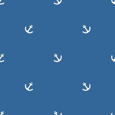 Döşeme denizci vektör deseni lacivert zemin üzerine beyaz çapa