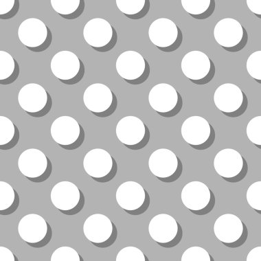 Kesintisiz beyaz ve gri gölge ile büyük polka noktalı deseni veya döşeme arka plan vektör