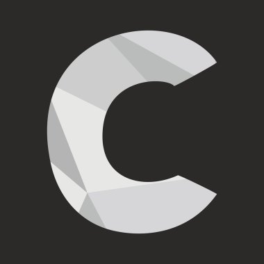 Siyah arka plan vektör illüstrasyon izole C düşük Poli yüzey alfabesi mektubu