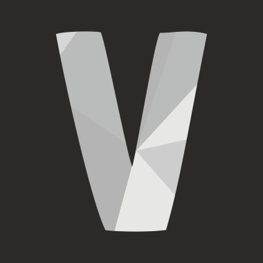 Siyah arka plan üzerine izole V vektör alfabesi mektubu