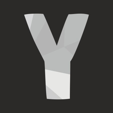 Siyah arka plan üzerine izole Y vektör alfabesi mektubu