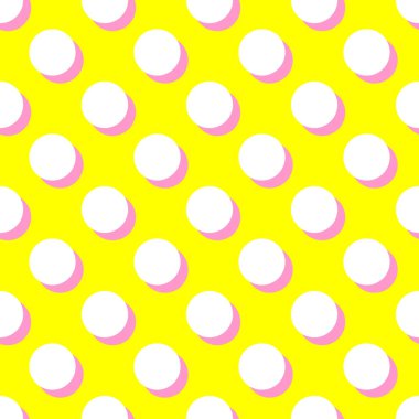 Beyaz lekeli ve Sarı zemin üzerine pembe gölge döşeme vektör deseni