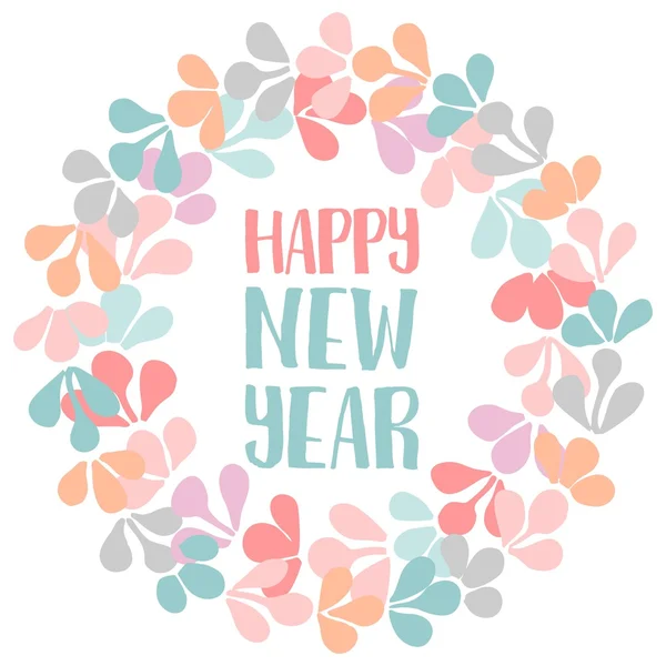Happy New Year pastel vector card — Stock Vector