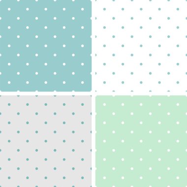 Döşeme vektör deseni Polka Noktalı gri, yeşil, beyaz ve mavi arka plan ayarla