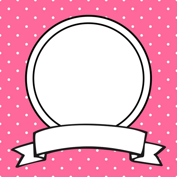 Hand drawn photo vector frame on polka dots pink background — Stock Vector