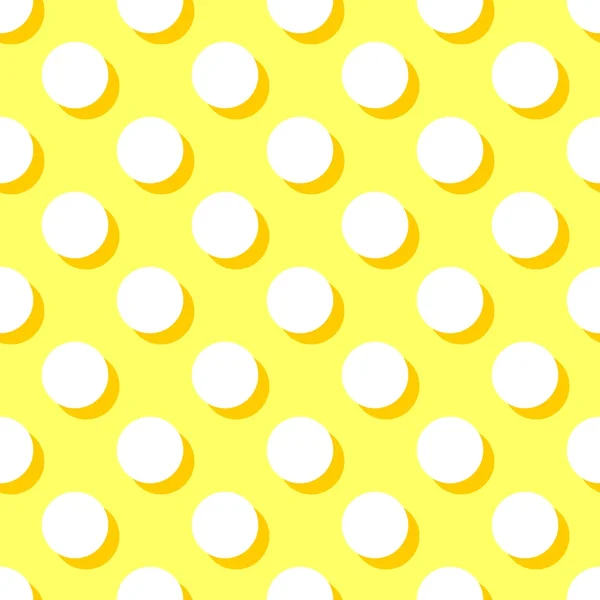 Patrón vectorial de azulejos con lunares blancos y sombra rosa sobre fondo amarillo — Archivo Imágenes Vectoriales