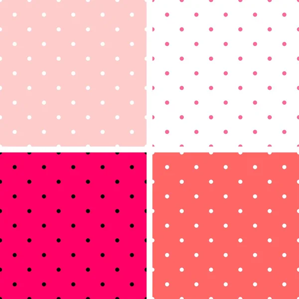 Patrón vectorial de azulejos con lunares sobre fondo pastel rosa y blanco — Vector de stock