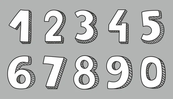 White vector numbers isolated on grey background — Stock Vector