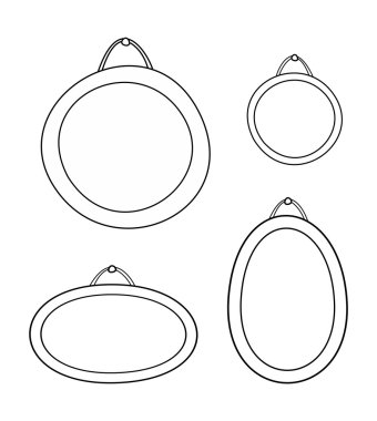 Beyaz arka plan üzerinde izole vektör oval çerçeveler