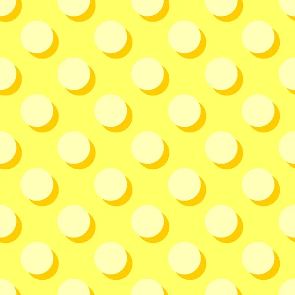 Patrón de vectores de azulejos con lunares y sombra naranja sobre fondo amarillo — Vector de stock