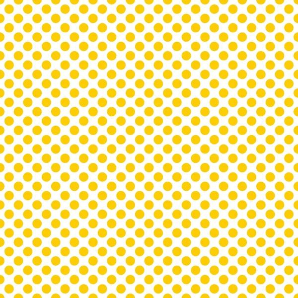 Tile vector pattern with yellow polka dots on white background — Stock Vector