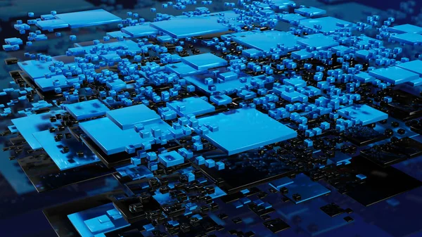 Soyut geometrik bileşim. Dikdörtgen geometrik şekilli teknolojik arka plan. 3 Boyutlu Hazırlama.