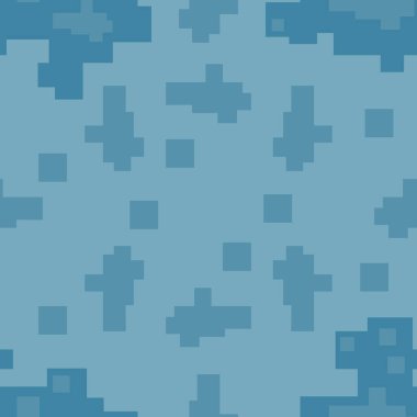 Dijital, tıkanmış ya da pikselleştirilmiş, mavinin tonlarında, soyut geometrik arkaplan. Kış, arktik, kar, su veya modern oyun tasarım projeleri için mükemmel