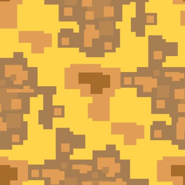 Kahverengi, turuncu ve bronz tonlarda dijital, tıkanmış ya da pikselsiz dikişsiz kamuflaj deseni içeren soyut geometrik doku. Çöl, toprak, sonbahar veya askeri temalı projeler için ideal.