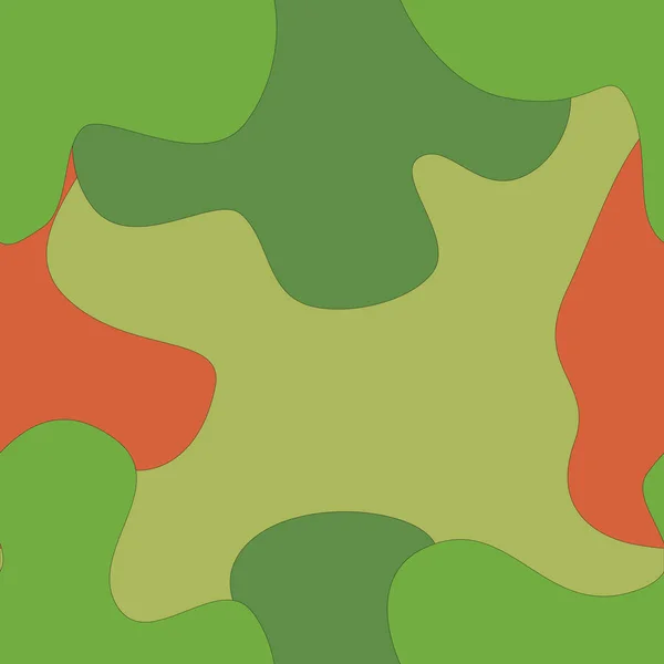Çağdaş ve renkli bir kamuflaj deseni. Dalgalı, organik şekiller, yeşil, zeytin ve turuncu toprak tonlarının karışımı. Bu kusursuz vektör dokusu tekstil baskıları, arkaplanlar ve grafik tasarım projeleri için idealdir..