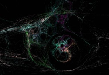 Çılgın mistik renkli ışık efektleri. Soyut ışık çizgilerinin inanılmaz kombinasyonları. Kozmik enerjinin soyut girdabı.