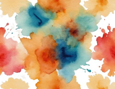 El çizimi, şeffaf arka planda bulanık renkli suluboya lekesi. Parlak renkli sanatsal arkaplan