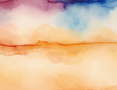 El çizimi, şeffaf arka planda bulanık renkli suluboya lekesi. Parlak renkli sanatsal arkaplan