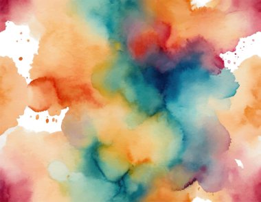 El çizimi, şeffaf arka planda bulanık renkli suluboya lekesi. Parlak renkli sanatsal arkaplan