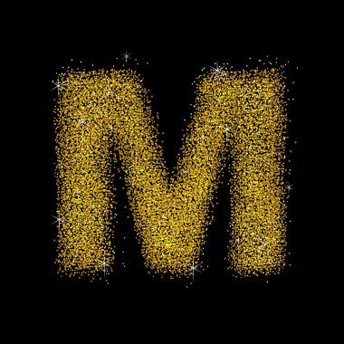 Altın tozu yazı tipi türü harf M