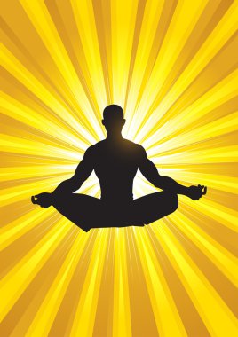 bir adam figürü meditasyon, siluet çizimi